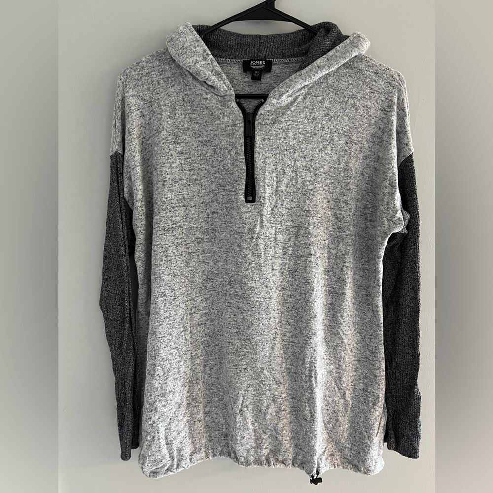 Oversized Gray Colorblock Half-Zip Lightweight Hoodie Size S